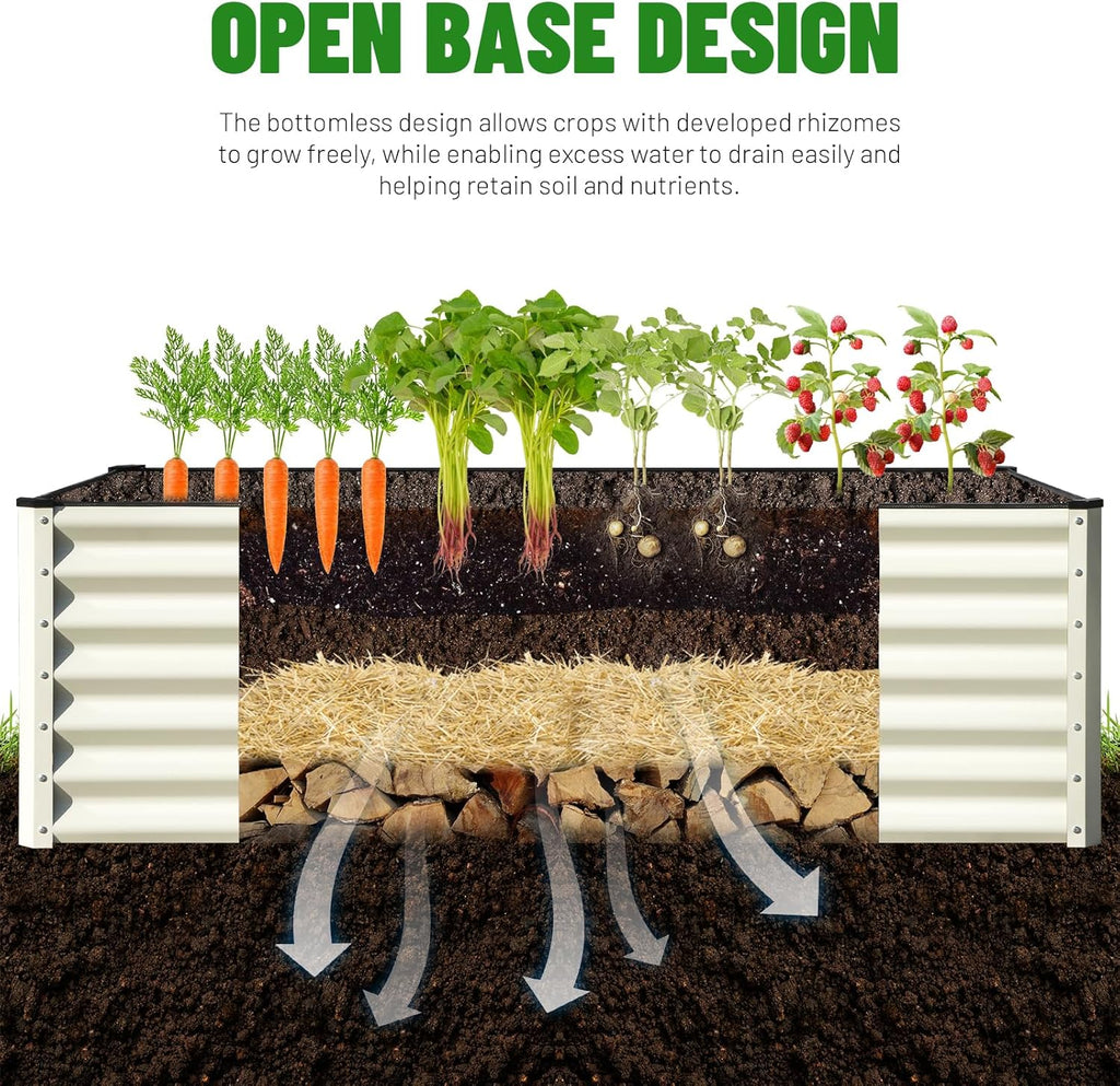 Galvanized Raised Garden Bed 6x3x2FT Outdoor Large Metal Planter Box Steel Kit for Planting Vegetables, Flowers