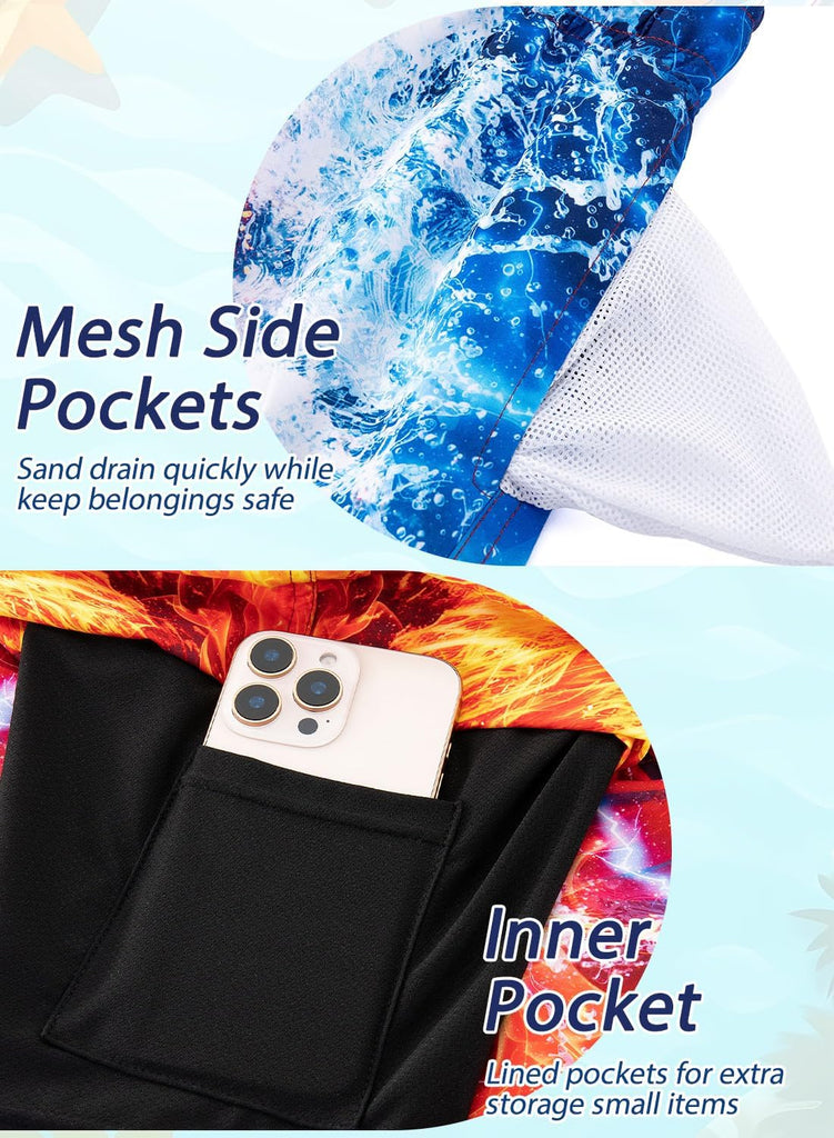 Boys Swim Trunks with Compression Liner Swimming Shorts