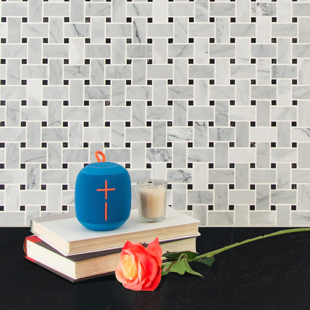 Marble Mosaic Wall Tile | Greecian White Basketweave | 12" x 12"