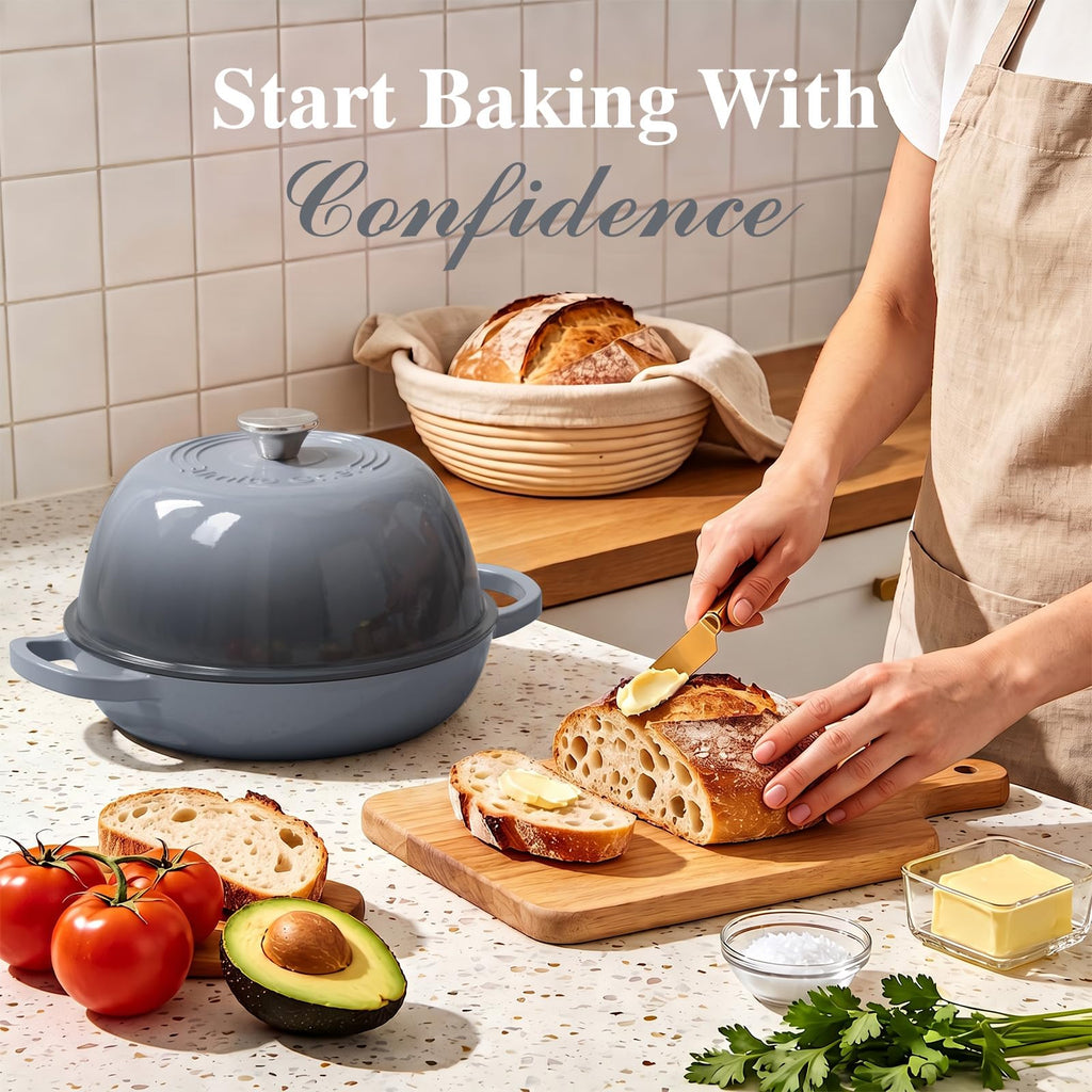 6QT Enameled Cast Iron Dutch Oven for Bread Baking