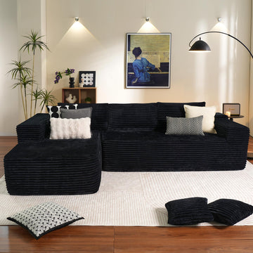 104" Cloud Boneless Couch with L-Shape Chaise, Modern Sectional Modular Sofa with Deep Seat, Upholstered Couches