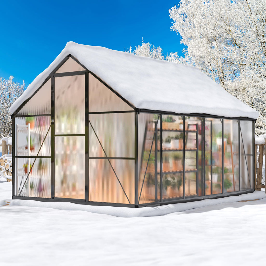 8×12 FT Walk-in Polycarbonate Greenhouse for Outdoor