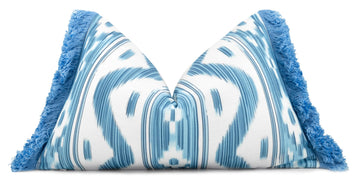 Ikat Diamond Print Lumbar Pillow Cover 12x20, Blue