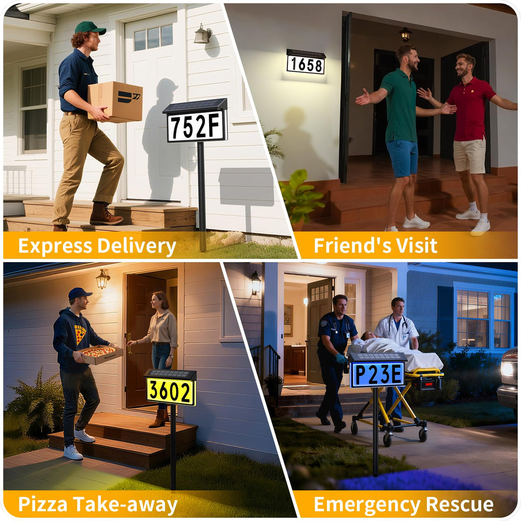 Solar Address Sign, Solar House Numbers for Outside Waterproof