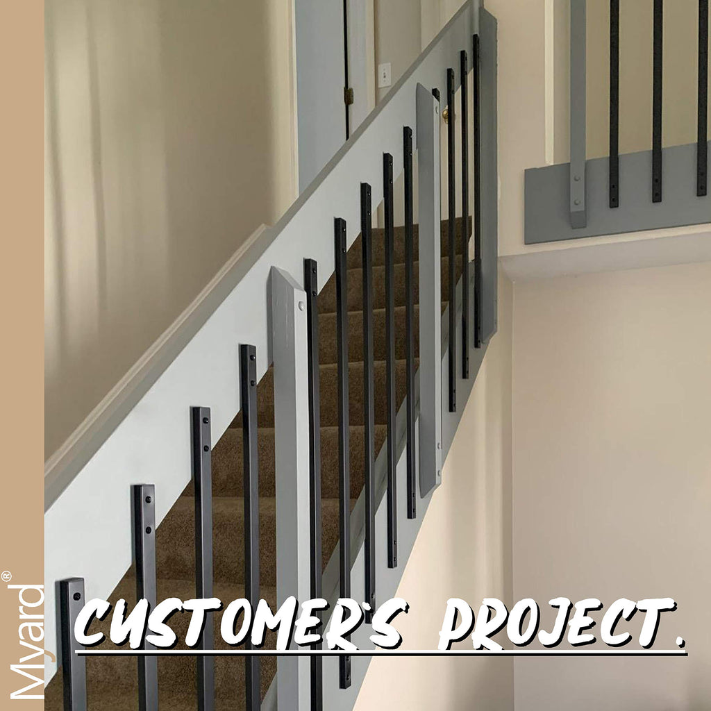 32-1/4'' Traditional Rectangular Iron Deck Balusters, Matte Black