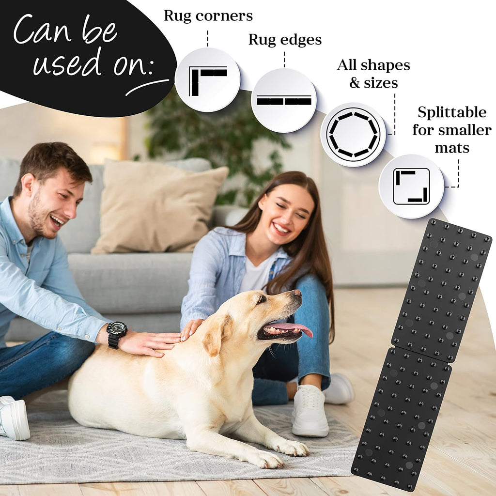 Greatideas Non-Slip Mat and Rug Grippers - Stop Your Mats and Rugs from Slipping and Sliding! Black 4X Pack - Set of 4
