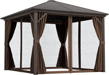 10' x 10' Hardtop Gazebo Canopy with Galvanized Steel Roof, Aluminum Frame