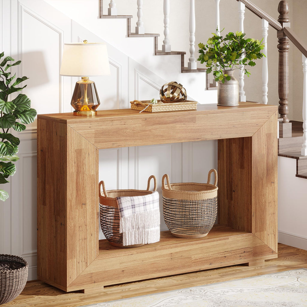 Farmhouse Console Table, 47 Inches Entryway Console Table with Storage, Industrial Hallway Accent Table, Entrance