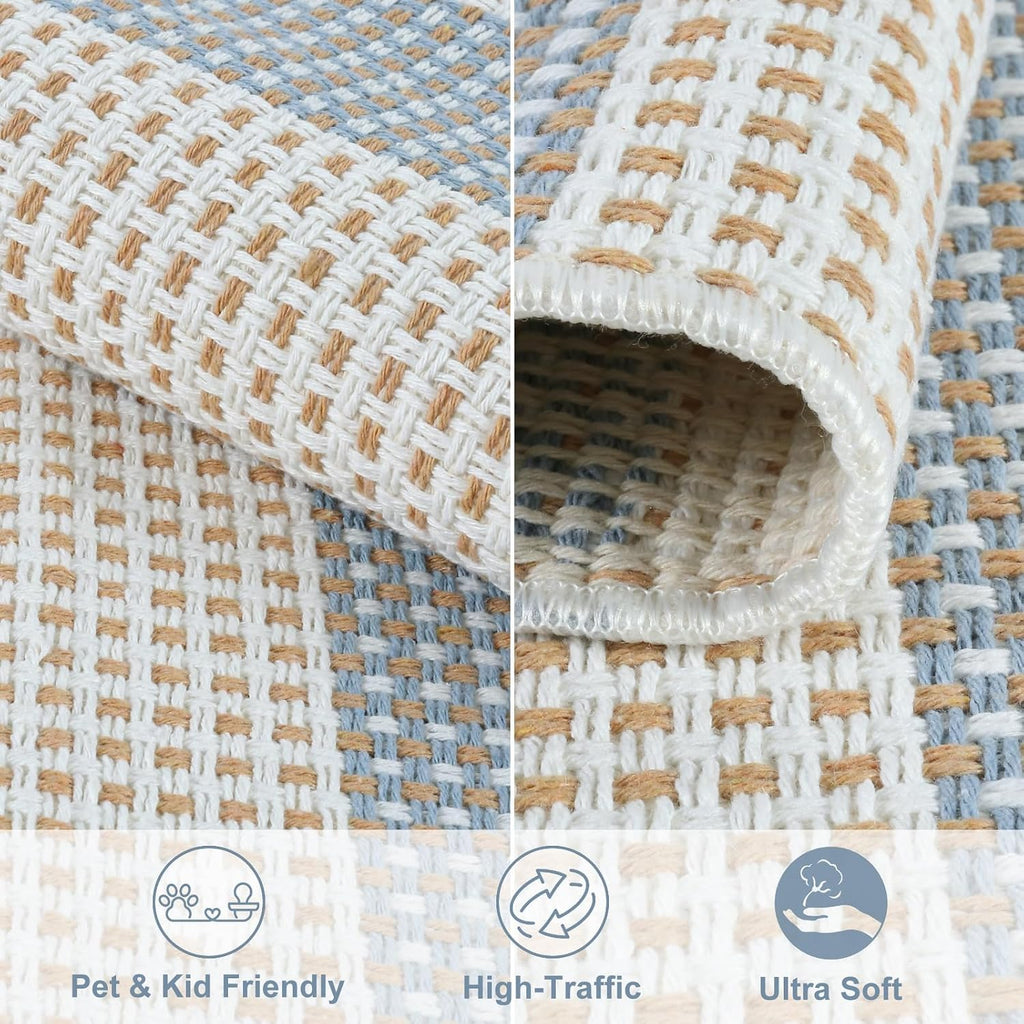 Coastal Outdoor Patio Rug Washable Striped Front Porch Mat