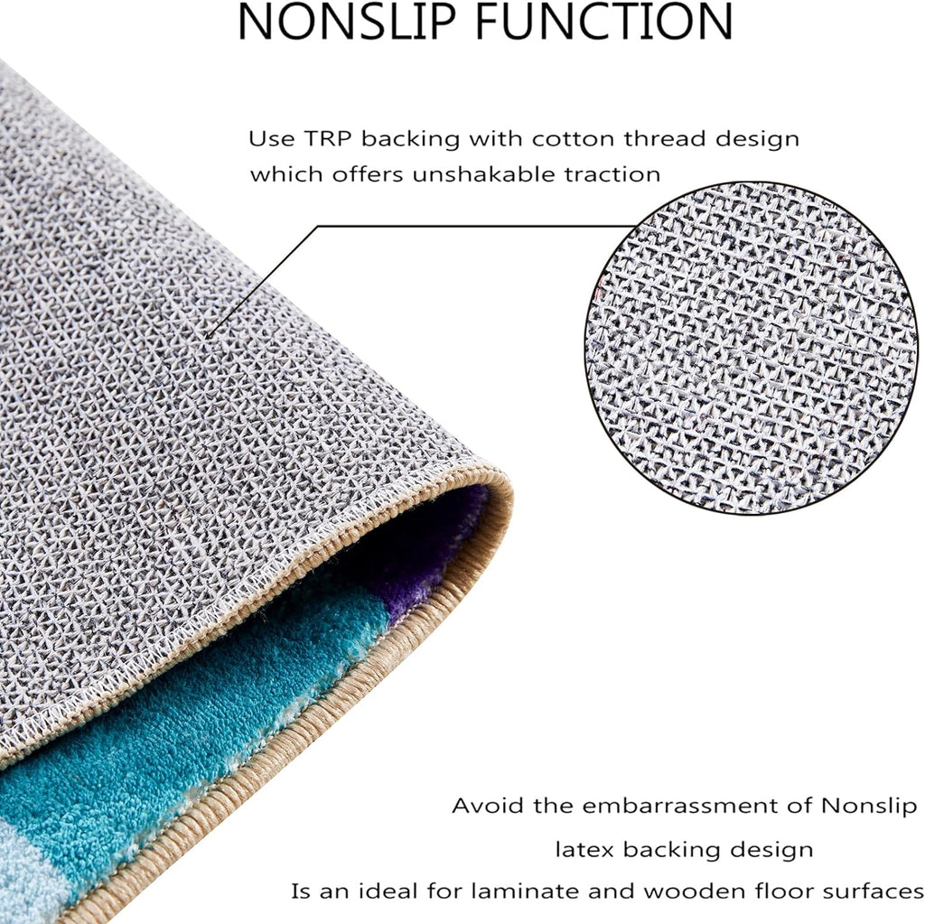 Multicolored Checkerboard Washable Rug Ultra Thin Retro Aesthetic Funky Area Rugs Carpet for Living Dining Room