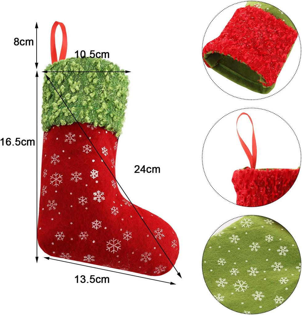 Inch Christmas Mini Stockings Plaid Snowflake Christmas Tree Hanging Stocking for Xmas New Year Party - Set of 24