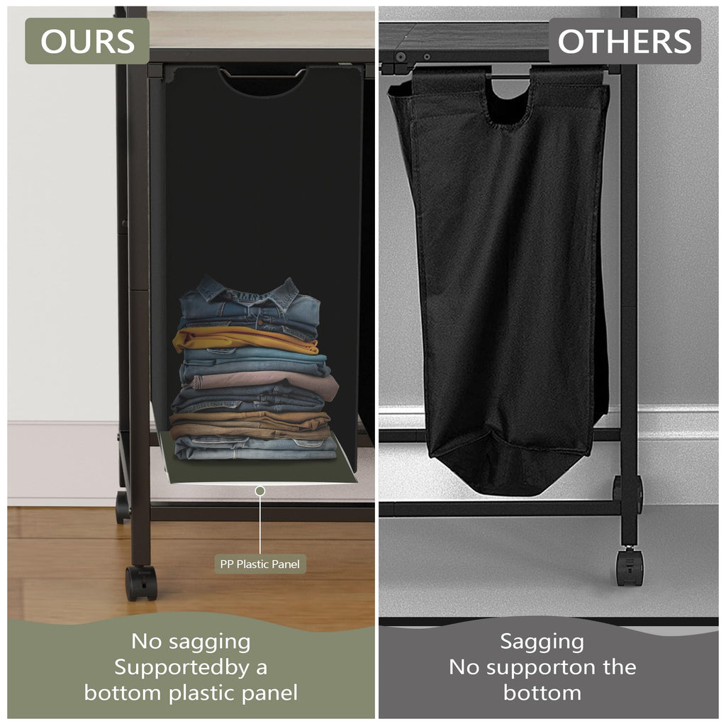 Laundry Hamper, Laundry Basket, Laundry Sorter with 2 Pull-Out and Removable Bags, Shelf, Laundry Room Storage with