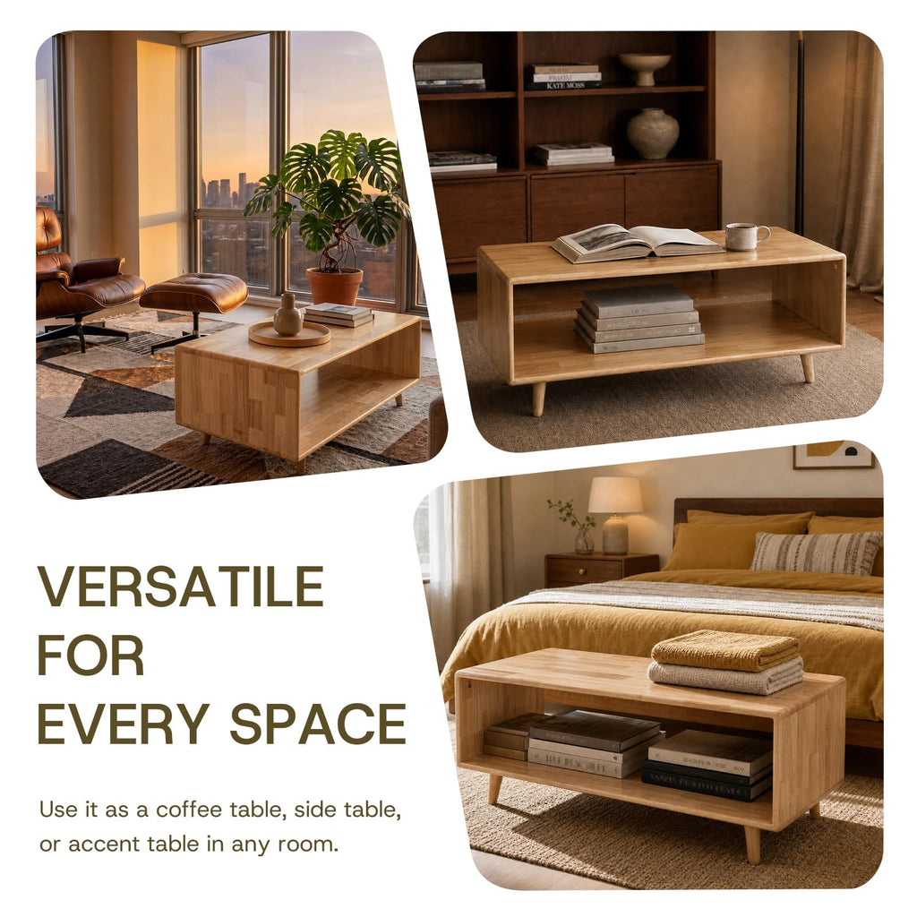 47" Rectangular Solid Wood Coffee Tables, Natural