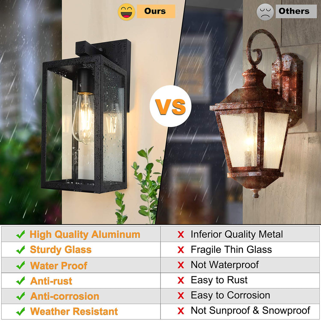 Dusk to Dawn Outdoor Wall Lantern, Double Extra Large Exterior Wall Sconce Fixture with E26 Base, Waterproof Wall