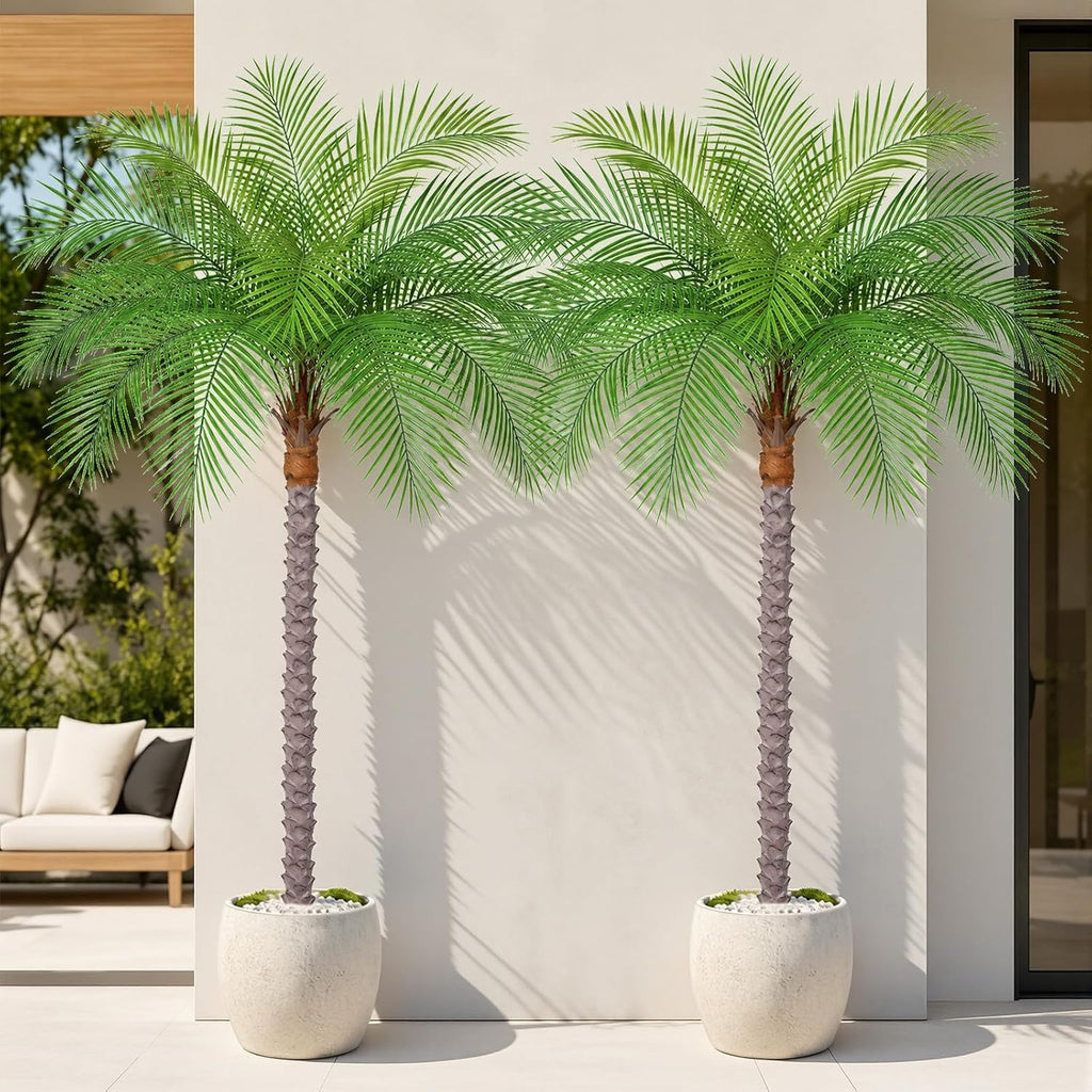 6ft Tall Artificial Phoenix Palm Tree with 18 Leaves, Large Fake Tropical Silk Tree Outside, Fake Tree Perfect