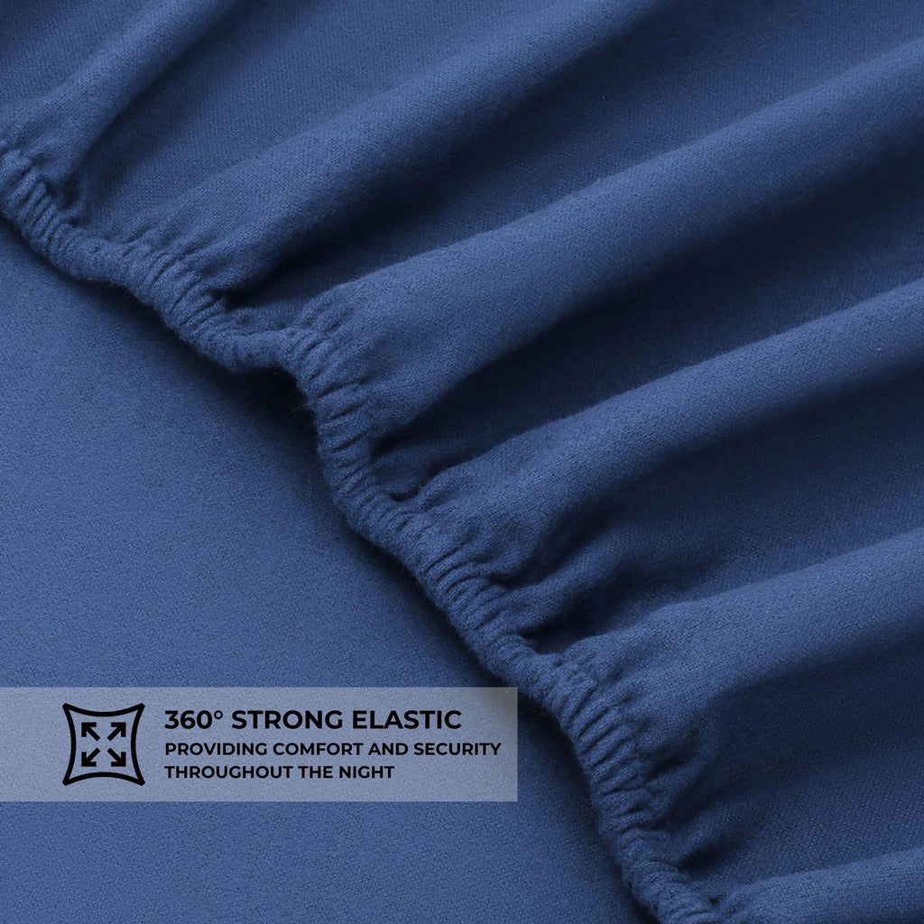 100% Cotton 4PCs Flannel Sheet Set | Double-Brushed for Extra Softness, Warm & Breathable, Extra Deep Pockets fits Up