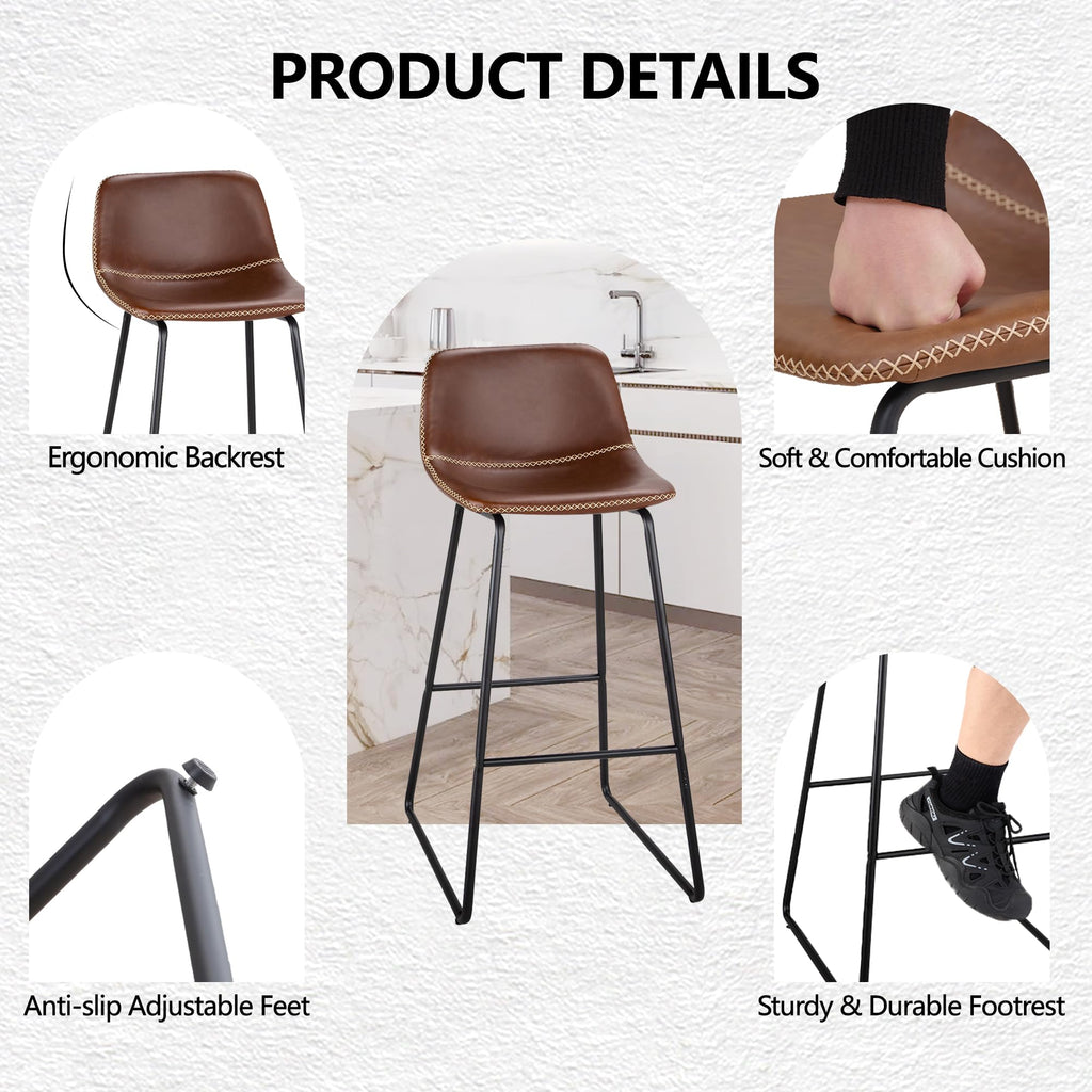 Bar Stools Bar Height Set of 4, Modern Counter Stool with Back Bar