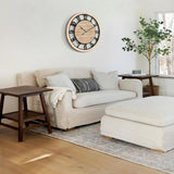 20 Inch Large Wall Clock - Rustic Wooden Silent Non-Ticking Wall Clock with Black Metal Frame