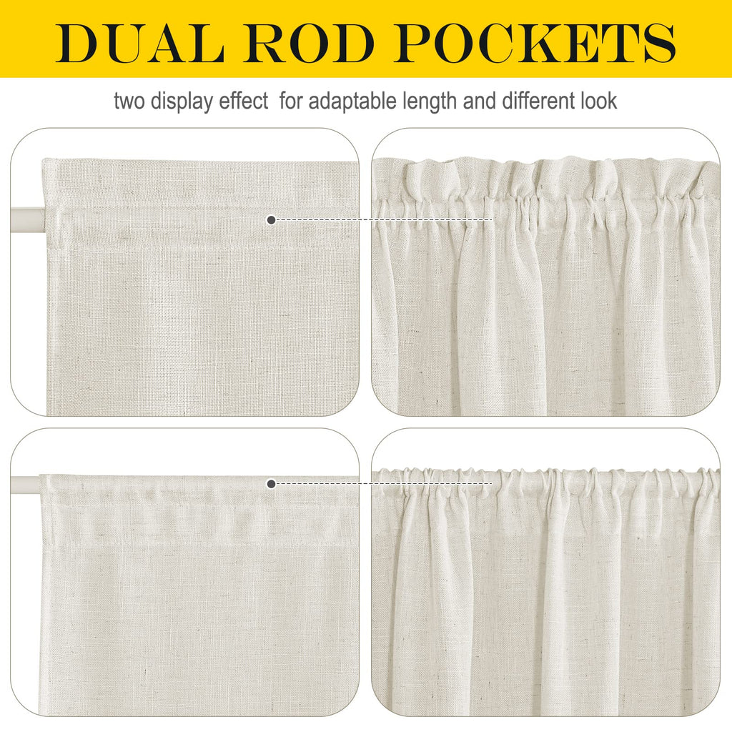 Linen Small Window Curtains for Classroom Kitchen Cafe