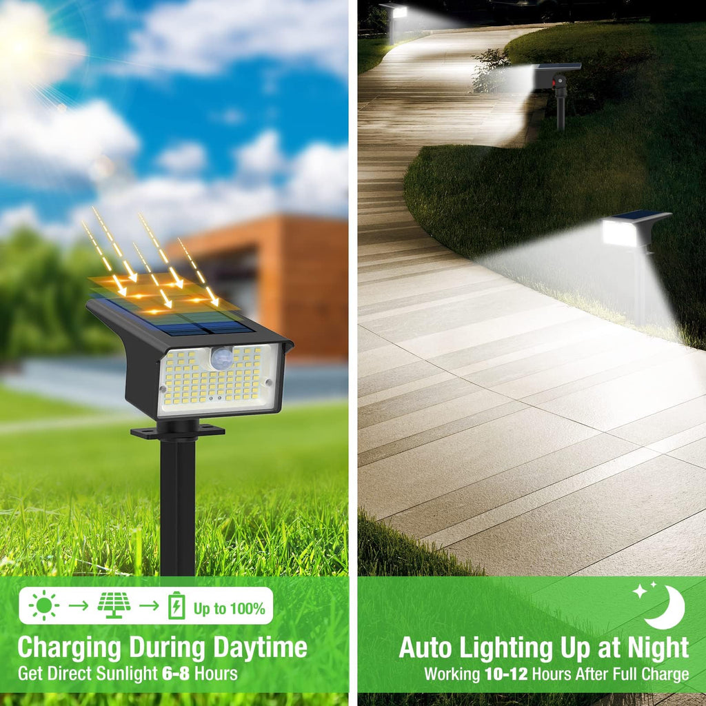8 Pack 62 LED Solar Spot Lights Outdoor Motion Sensor with 3 Modes