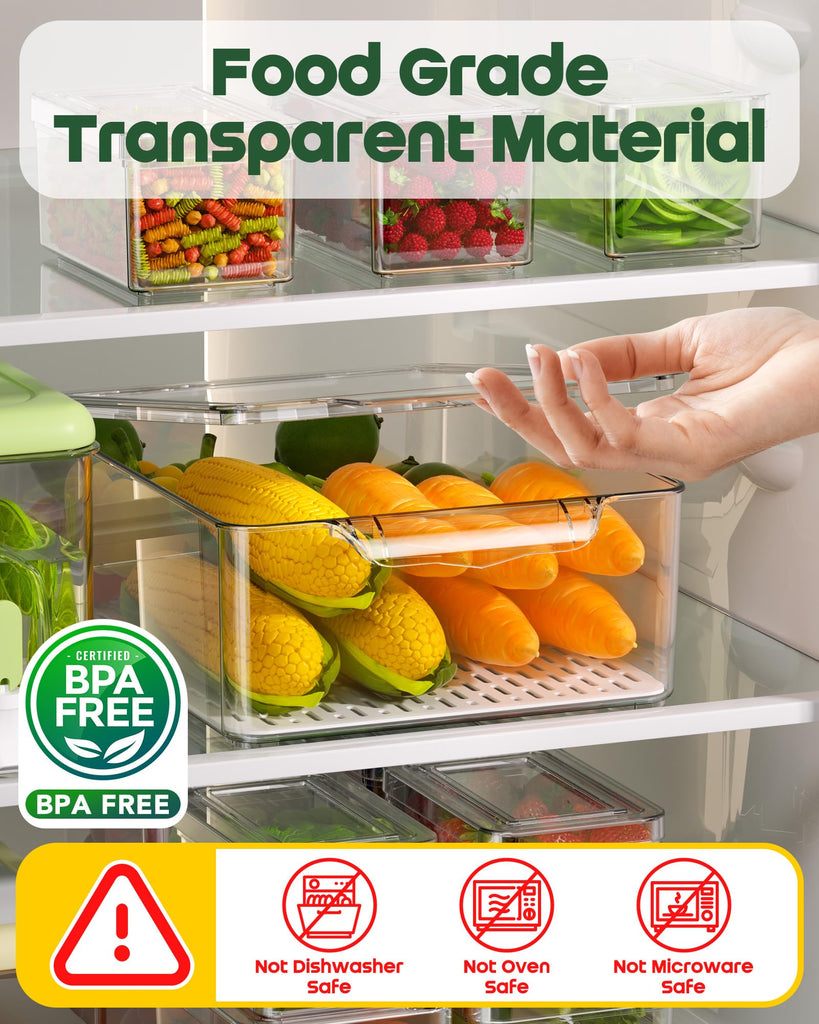 11 Pack Refrigerator Organizers and Storage, Stackable Fridge Organizer Bins, BPA-Free Clear Plastic Fruit Storage