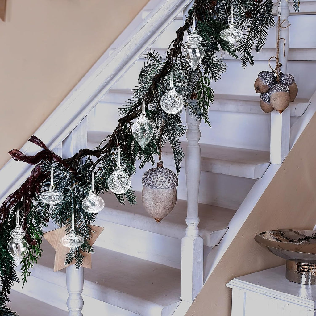 14pcs Vintage Christmas Ornaments Retro Glass Balls, Clear