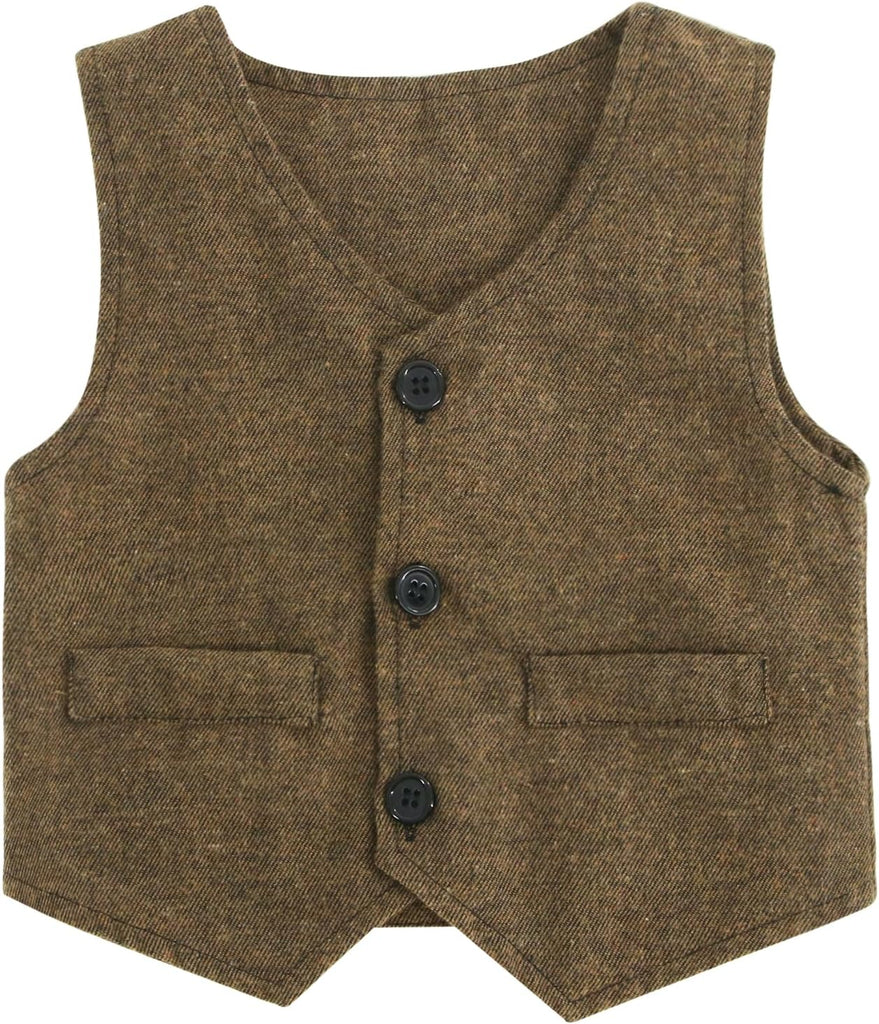 Baby Boy Suit Toddler Formal Outfit Kids 3 Piece Vest Gentleman Clothes Long Sleeve Shirt Pants Set