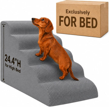 Dog Ramp for Bed, Pet Ramp for High Bed, Dog Stairs for Small & Medium Dogs, Curved Non-Slip Ladder for Older Dogs &