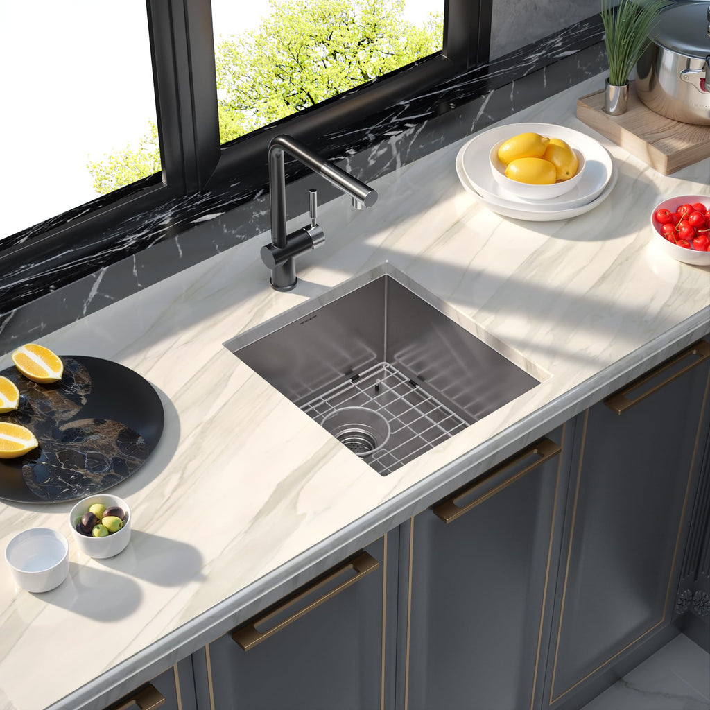 Undermount Kitchen Sink, 304 Stainless Steel Round Corner Single Bowl Deep Kitchen Sinks, 10-inch Deep Large Bar