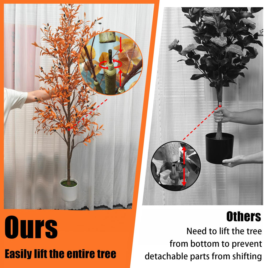 6ft Artificial Olive Tree, Fall Tree with Pot