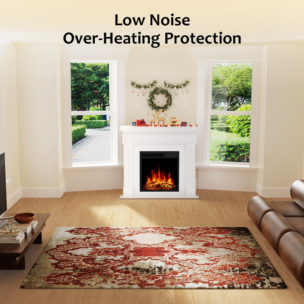 44" Corner Electric Fireplace with Mantel Package Freestanding Fireplace Heater Corner Firebox with Log & Remote
