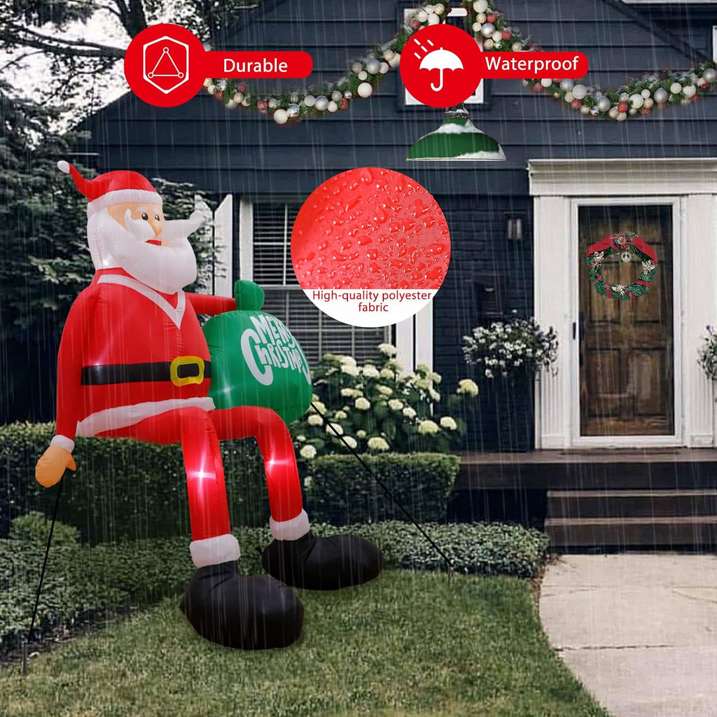 8FT Christmas Inflatables Outdoor Decorations, Climbing Santa Christmas Inflatable Christmas Yard Decorations with