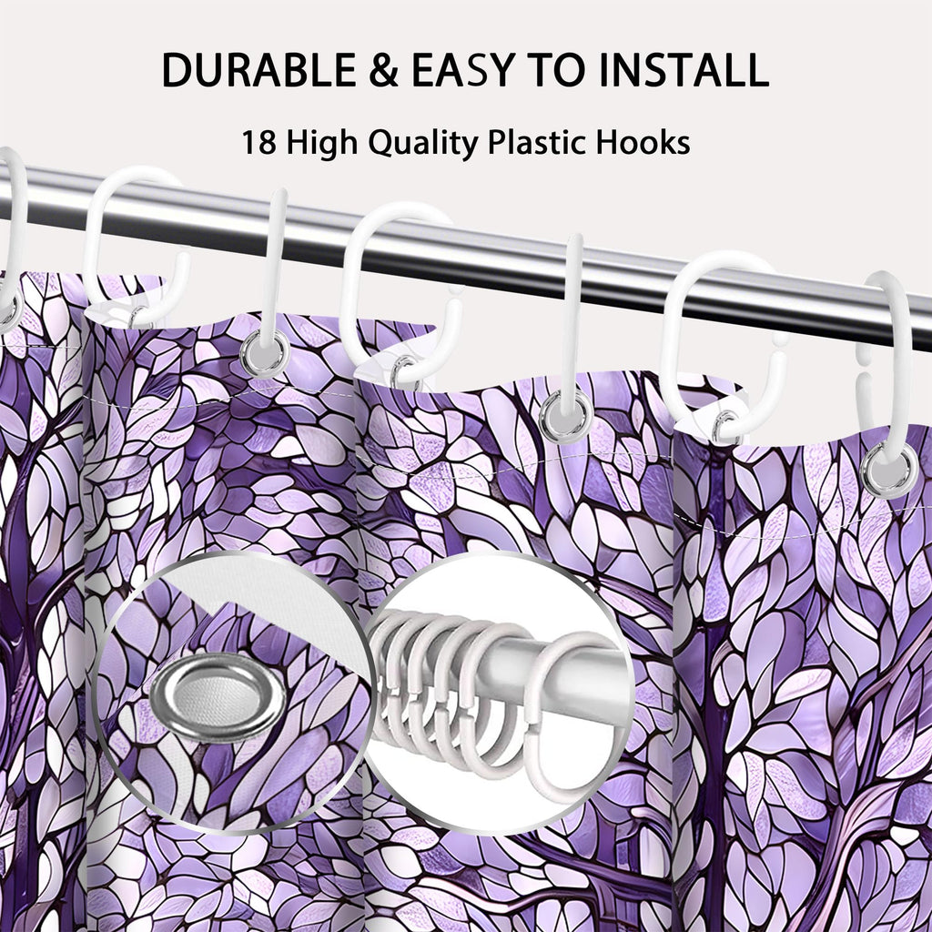Extra Long Shower Curtain Extra Tall Light Purple Stained Glass XL Abstract Art Nouveau Shower Curtains for Large