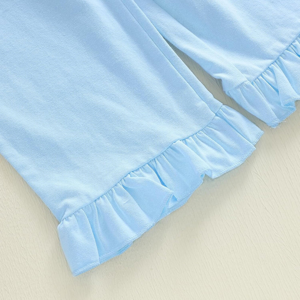 Little Toddler Baby Girl Clothes Peter Pan Collar Shirt Ruffle Long Sleeve Top Sweatshirt Pants 2Pcs Set