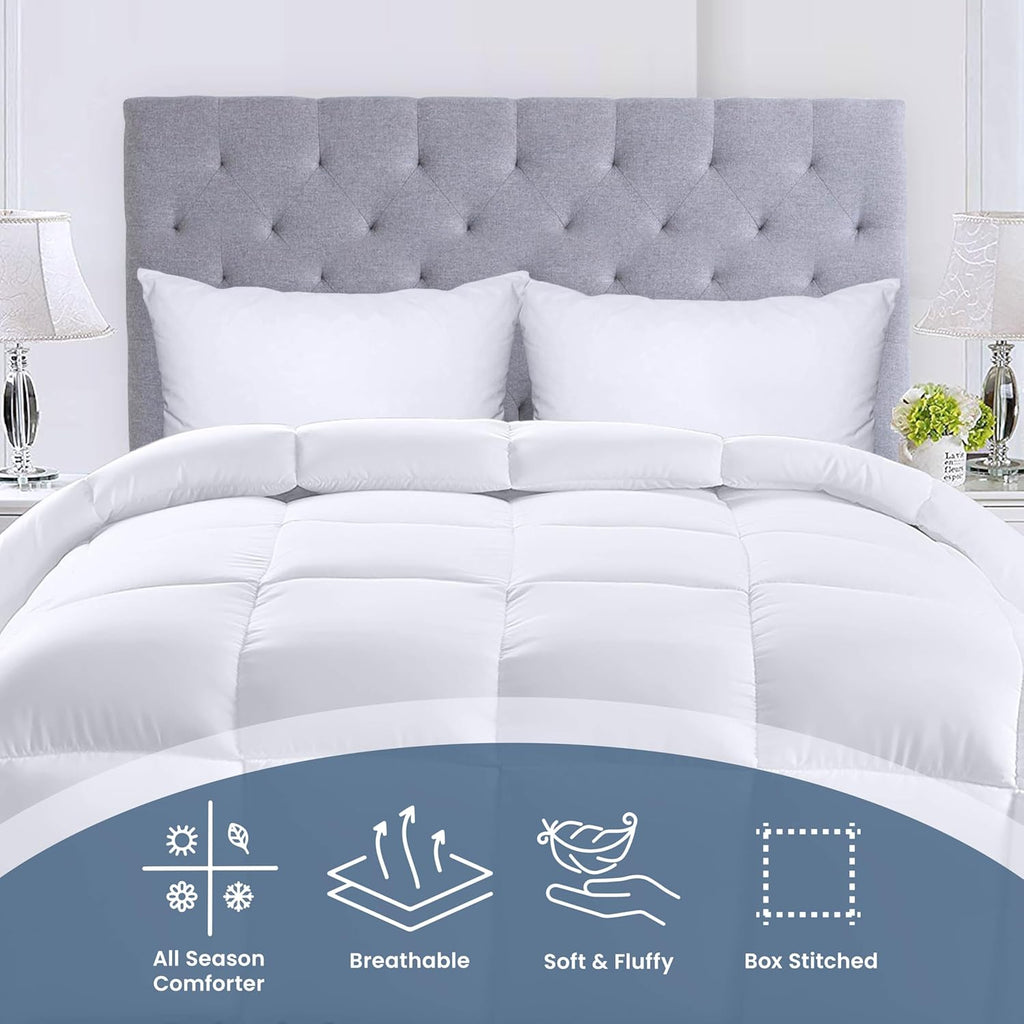 Comforters King, All Season Duvet Insert, Down Alternative Box Stitched Bed Comforter with Corner Tabs