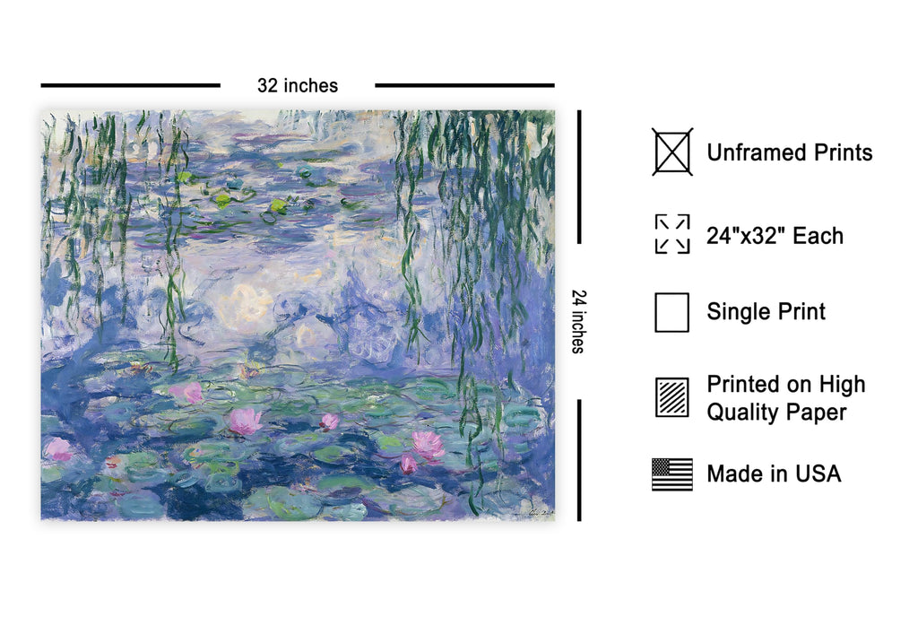 Master Classic Claude Monet Poster - Vintage Impressionism Print - Gift for Artist, Painter - Water Lilies, Landscape