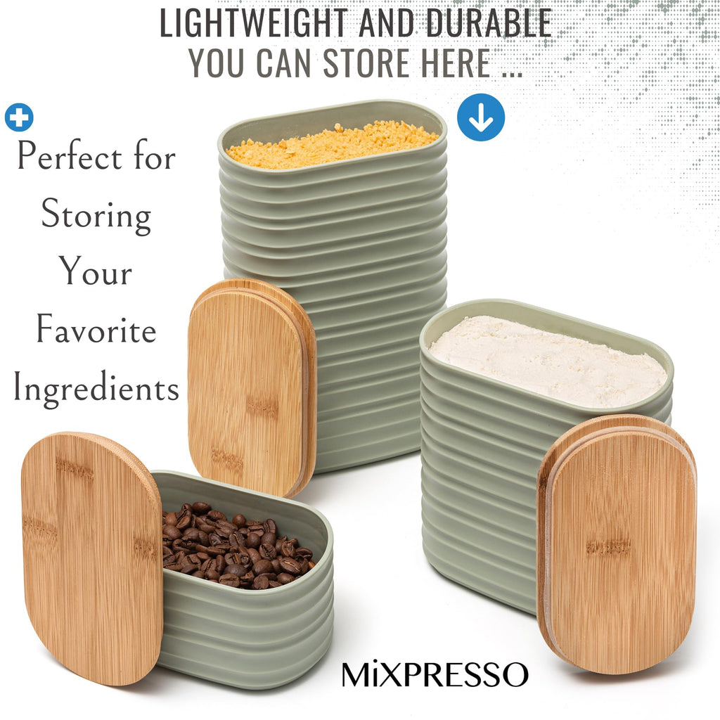 3 Pcs Green Canisters Sets for the Kitchen, Coffee Containers
