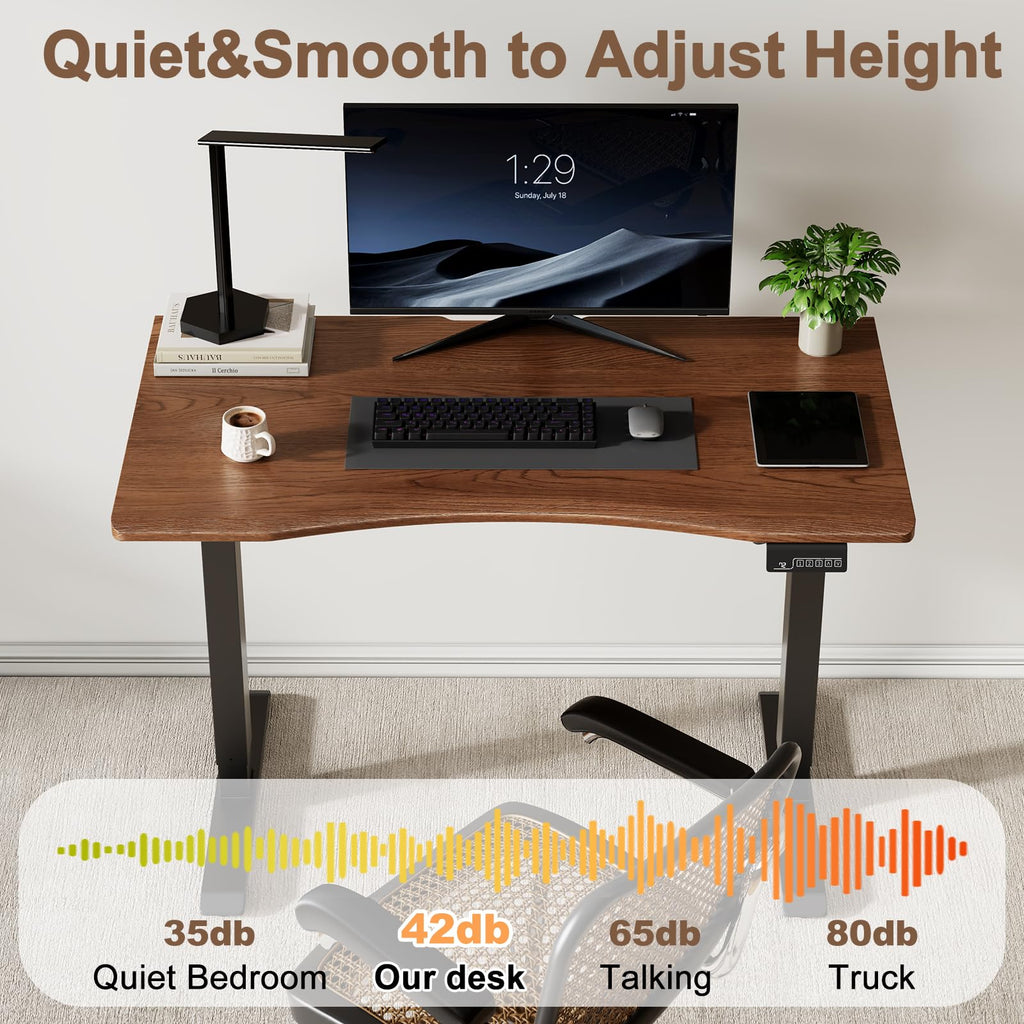 Solid Wood Electric Standing Desk, 47.2"x23.6" Walnut Standing Desk