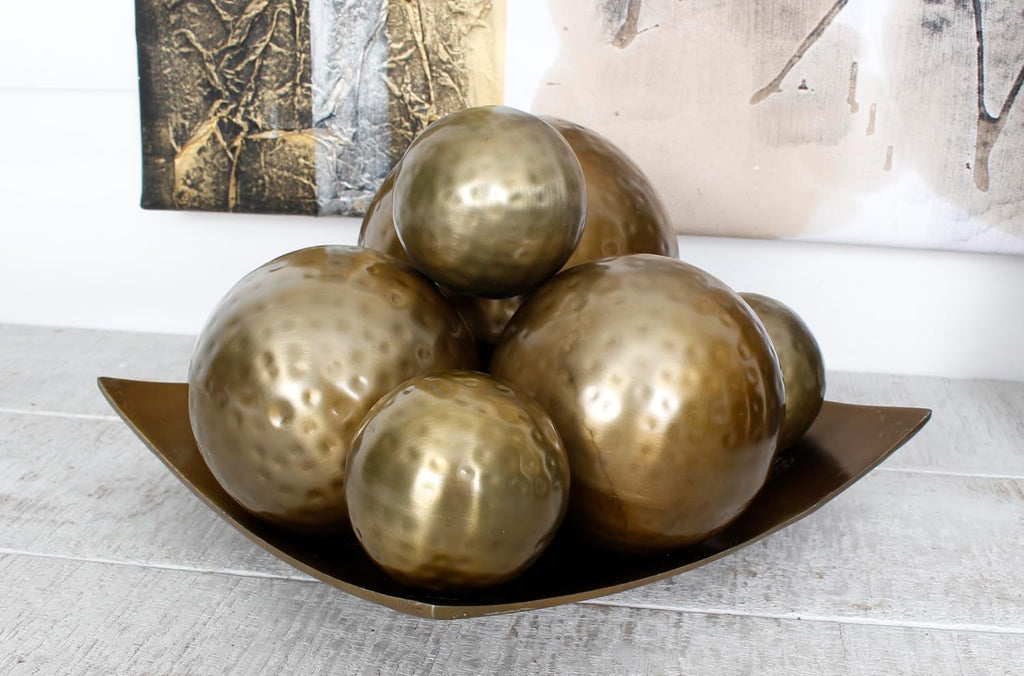 4" Antique Brass Decorative Balls for Bowls and Vases - Set of 4