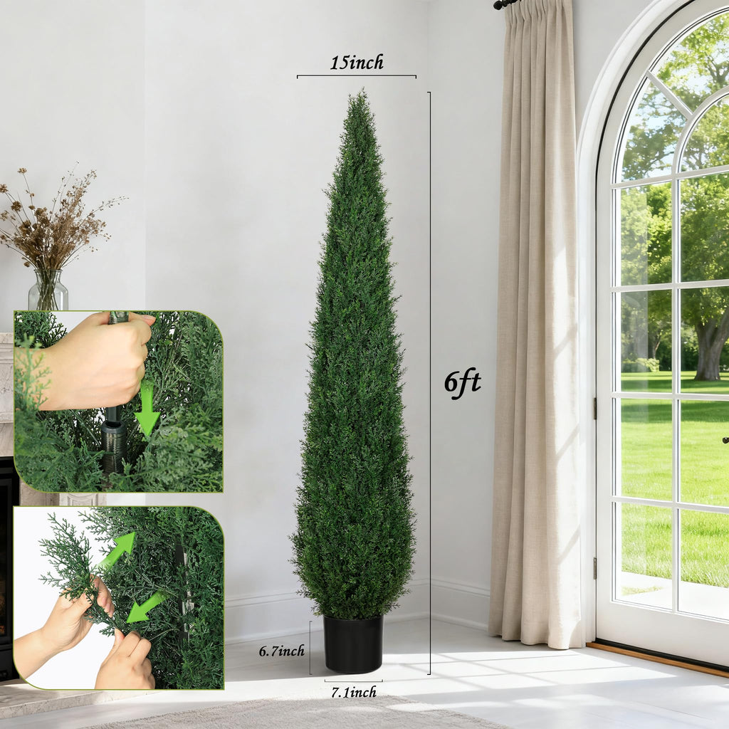 Cedar Trees for Outdoors 6 ft Faux Cypress Topiary