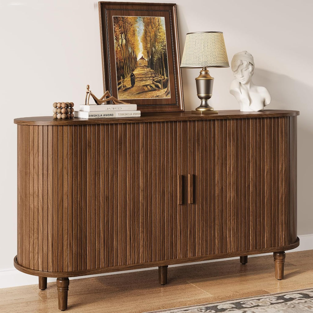 Sideboard Buffet Cabinet with Storage - Accent Kitchen Credenza Console Table with Sliding Door & Adjustable Shelf