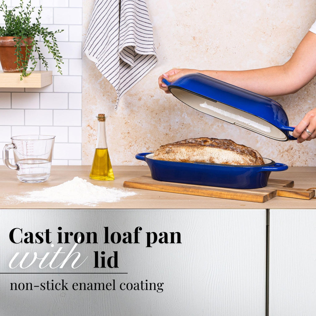 Enamelled Cast Iron Bread Loaf Pot - Dutch Oven For Sourdough Bread Baking - Oven Safe Non Stick Bread Pot