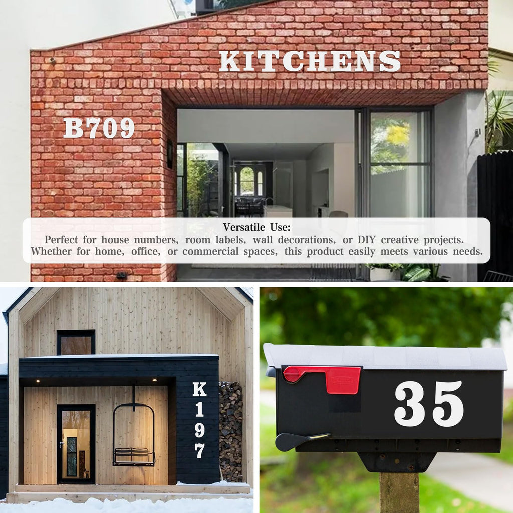 16 Inch White Metal House Numbers and Letters, Garden Door Mailbox Decor Numbers With Nail Kit, Modern Address House