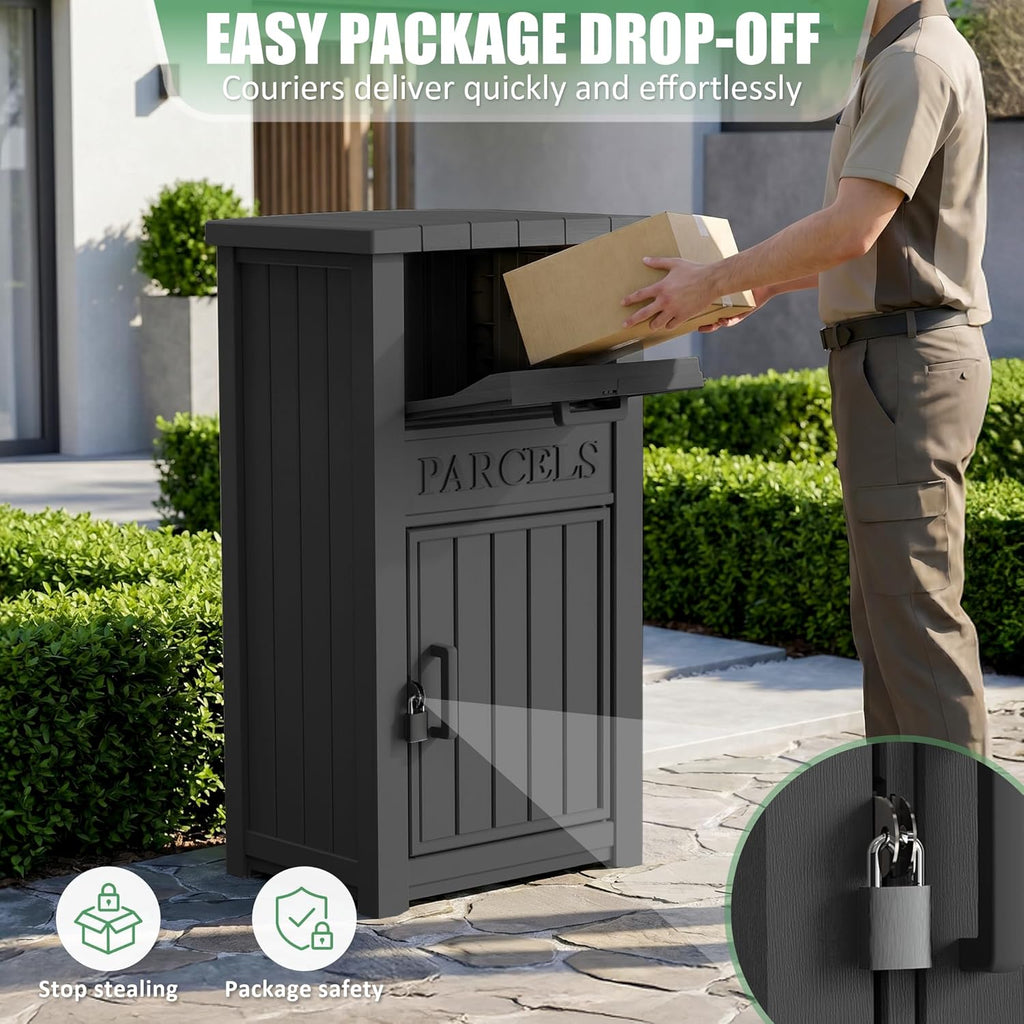 Anti-Theft Package Delivery Boxes Parcel Drop Outdoor Porch Large Lockable Mailbox Waterproof UV-Resistant Resin Secure