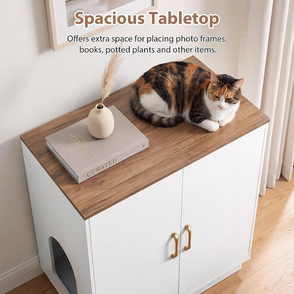 Litter Box Enclosure, 30.9'' High Large Litter Box Furniture, Modern Cat Litter Box Enclosurewith Hidden Storage