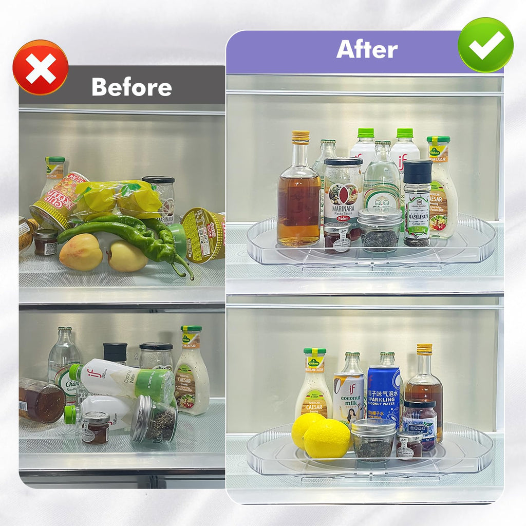 360° Rotating Lazy Susan Turntable - Multifunctional Rectangular Organizer 16.5" x 11.1" for Refrigerator, Cabinet