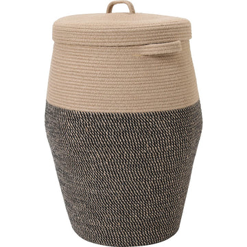 26"x20" Extra Large Tall Woven Laundry Basket with Lid, Cotton Rope Blanket Storage Basket, Freestanding Decorative