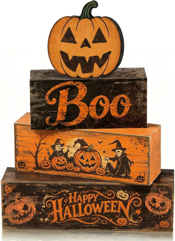 Halloween Pumpkin Decor Indoor, Halloween Table Decorations - Set of 4
