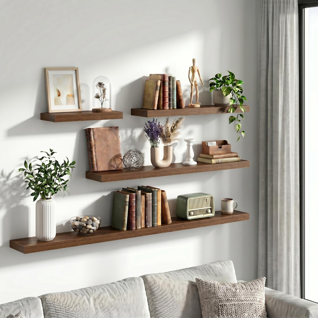 36 Inch Floating Shelves Wall Mounted for Display, 6.5 Deep Duty Shelves with Invisible Brackets Storage & Decor, 36"