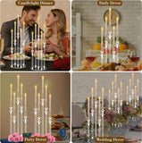 4 Set Acrylic Candelabra Centerpiece Clear Candle Holders with 20 LED Candles 5 Arm Holder for Tables with Remote